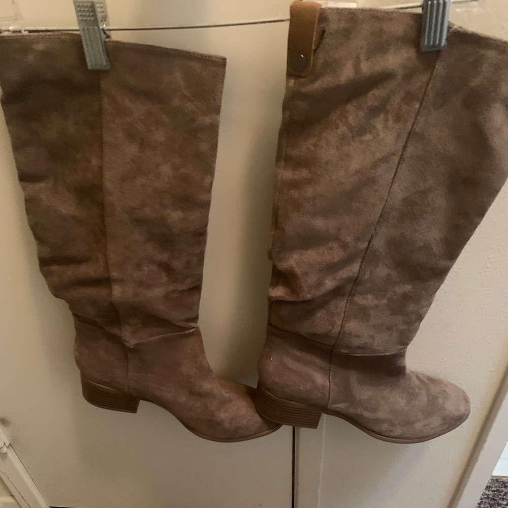 Tan suede tall boots